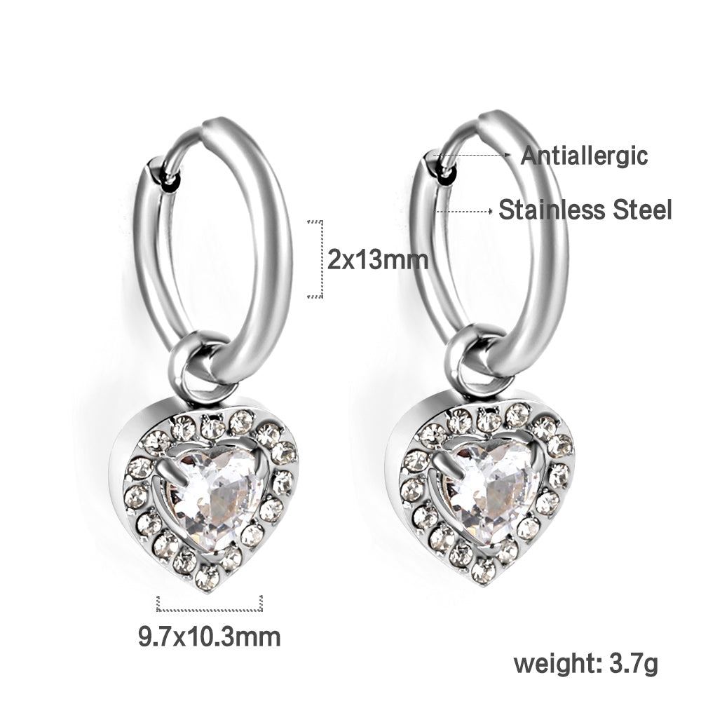 2x13mm circle with heart-shaped diamond + white diamond hoop earrings asonjewelry